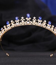 abordables -Tiaras de la corona Diademas Tocados Perla Artificial Brillante Boda cóctel Elegante Lujo Con Pedrería Perlado Artificial Celada Sombreros