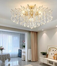 abordables -Lustre LED 42/50/60/80/100 cm 6/10/12/14/16 ampoule non incluse finition galvanisée cristal métal style contemporain moderne chambre salle à manger mini pendentif 110-240 V