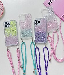 cheap -Phone Case For iPhone 15 Pro Max Plus iPhone 14 13 12 Pro Max Plus Back Cover with Lanyard Bling Glitter Shiny Shockproof Color Gradient TPU