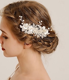 ieftine -Îmbrăcăminte de păr Ornamente de Cap Imitație de Perle Aliaj Nuntă cocktail Elegant Lux Cu Perlă Artificială Culoare Pură Diadema Articole Pentru Cap