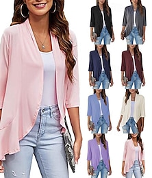 abordables -Chales Estolas de Señora Bolero Elegante Nupcial Manga 3/4 Poliéster Velos de Boda Con Color Puro Para Fiesta Primavera verano