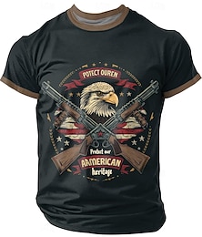 ieftine -Animal Drapelul SUA american Vultur Armă Modă Îmbrăcăminte Atletică Bărbați Tipărire 3D Tricou Stradă Sport exterior Festival Ziua Independenței Americane Tricou Negru Manșon scurt Stil Nautic Cămașă