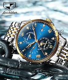cheap -Men Mechanical Watch Outdoor Fashion Casual Wristwatch Automatic Self-winding Moon phase Luminous Calendar Steel Watch