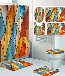 preiswerte -Badezimmerdeko-Duschvorhang mit Haken, Badezimmerdekor, wasserdichtes Duschvorhangset aus Stoff mit 12 Kunststoffhaken