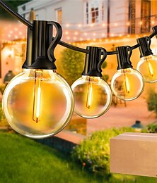 זול -ul מוסמך חוצות נורת led נורת נורת אורות 98ft 30m מחרוזת אורות חיצונית עם נורות g40 led עמיד למים עמיד למים תאורת פטיו תלויה לחג המולד פטיו בית מסיבה מרפסת בחצר האחורית