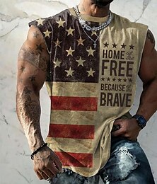 economico -Giorno dei Veterani Maglietta Patriot Patriottica per Uomo Grafica Bandiera Americana T-shirt a Manica Corte Maglietta 3D Stampa Collo Rotondo Sport Moda Street Sportiva Outdoor Casual Khaki Estiva