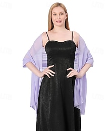 economico -Scialli Scialle Donna Elegante Da Sposa Senza Maniche Chiffon Stole da matrimonio Con Colore puro Per Feste Primavera & Estate
