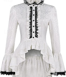 billiga -Rokoko Victoriansk Medeltida kostymer Blus / Skjorta Goth-tjej Gentledam Dam Spets Volang Halloween Dagliga kläder Blusar