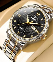 cheap -Men Mechanical Watch Minimalist Fashion Casual Wristwatch Automatic Self-winding Luminous Calendar Date Week Steel Watch