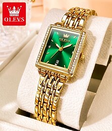 お買い得  -OLEVS 女性 クォーツ ミニマリスト ファッション カジュアルウォッチ 腕時計 光る カレンダー 防水 デコレーション ステンレス 腕時計