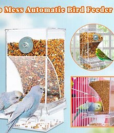 preiswerte -Sauberer automatischer Futterspender für Vögel, automatischer, auslaufsicherer, transparenter Futterspender für Vögel – Futterbox ohne Spritzer und Schmutz