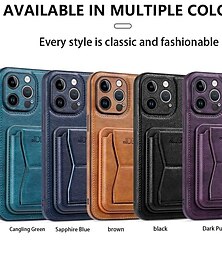 cheap -Phone Case For iPhone 15 Pro Max Plus iPhone 14 13 12 11 Pro Max Plus Back Cover with Stand Holder Shockproof Retro TPU PU Leather