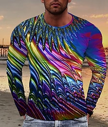 abordables -Homme T shirt Tee Géométrique Vêtement Tenue 3D effet Plein Air Vacances manche longue Mode Exagéré Design
