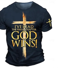 baratos -Cross Religious Men's 3D Print T shirt Tee T shirt Blue Green Gray Short Sleeve Crew Neck Shirt Summer Spring Clothing Apparel S M L XL XXL XXXL