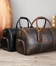 billiga -1st handväska i äkta läder för män vintage bagageväska översta lager kohud crossbody väska stor kapacitet duffle bag fitnessväska kortdistans resväska för makens alla hjärtans dag present