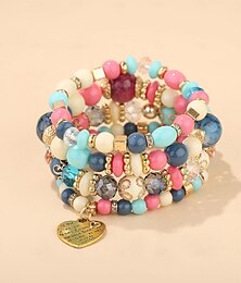 billige -Dame Perlearmbånd Fancy Mote Hjerte Elegant Mote søt stil Luksus Legering Armbånd Smykker Svart / Hvit / Gul Til Gave Bursdag Strand
