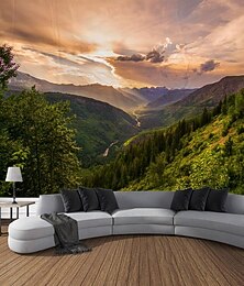 abordables -Soleil montagne paysage suspendu tapisserie mur art grande tapisserie décor mural photographie toile de fond couverture rideau maison chambre salon décoration