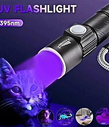 cheap -UV Flashlight Black Light with Zoom Rechargeable 395nm - Pet Stain Urine Detector