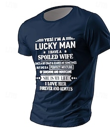 お買い得  -テキスト 日常 男性用 3Dプリント Tシャツ 日常 祝日 父の日 Tシャツ ブルー 半袖 クルーネック シャツ 夏 春 衣類 S M L XL XXL XXXL