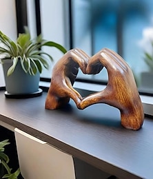 cheap -Wood Grain Love Hand Ornament, Resin Statue Art Craft, For Bookshelf Home Living Room Office Cabinet Decor, Room Tabletop Entryway Decor, Mother's Day New Year Easter Party Decor