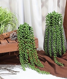 economico -1 pezzo di piante grasse artificiali pendenti, finte piante verdi con filo di perle, per decorazioni da parete per feste di matrimonio, decorazioni per giardini all'aperto, decorazioni per interni ed