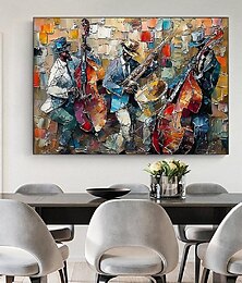 abordables -grand groupe de jazz abstrait peinture à l'huile sur toile peint à la main art mural noir jazz musique art peinture peinture personnalisée décor de mode pour salon décor à la maison