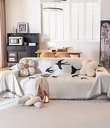 abordables -Funda de sofá elástica con patrón de golondrina, funda antideslizante antiarañazos de gato, manta para dormitorio, oficina, sala de estar, decoración del hogar