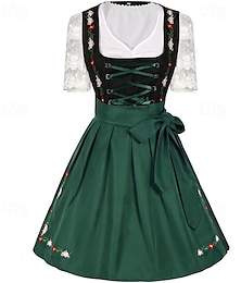 economico -Oktoberfest Vestito Dirndl Abiti tradizionali Cameriera Bavarese Tedesco Monaco di Baviera Prati Per donna Panno in stile tradizionale Blusa Vestito Grembiule