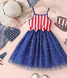 cheap -Toddler Girls Star Stripe Flag Graphic Cami Dresses For Independence Day Party Kids Summer Clothes