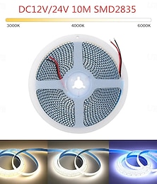 economico -10m Fili luminosi 1200 LED 2835 SMD 8mm 1 set Bianco caldo Bianco Bianco netto Strisce LED Al Coperto Feste Auto-adesivo 12 V 24 V