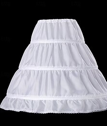 זול -רוקוקו בארוק ויקטוריאני שמלה תחתית מתחת לחצאית קרינולינה שמלת ילדה פרח 3 חישוקים באורך הקרסול נסיכות בנות גזרת A הצגה חתונה אורחת חתונה בגדי ריקוד ילדים מעיל תחתון