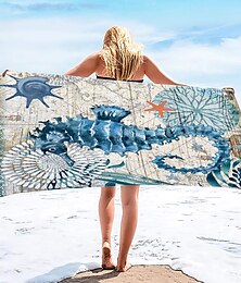 cheap -Beach Towel Quick-Drying Vintage Seahorse Sea Turtle Soft Microfiber Sand Pool Bath Outdoor Travel Towel Camping Swimming Yoga Sports Girls Women Men Adults