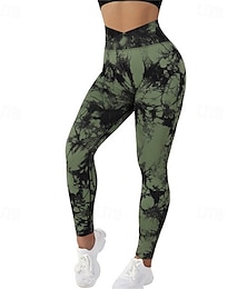 ieftine -Pentru femei Pantaloni de yoga Jambiere de yoga Talie Înaltă Yoga Gimnastică antrenament Pilates Dresuri Ciclism Cravată Verde Militar Vișiniu Verde Închis Spandex Sport Îmbrăcăminte de Sport  Strech