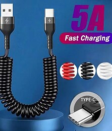 levne -5a datový kabel typu c pružinový teleskopický rychlonabíjecí kabel do auta usb c nabíjecí kabel pro telefon s Androidem příslušenství pro xiaomi samsung