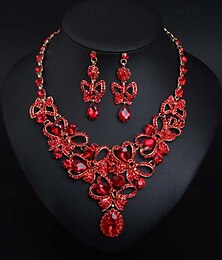 economico -Set di gioielli 3 pezzi Strass Lega Orecchini Collane Per donna Elegante Vintage Di tendenza geometrico Farfalla Di forma geometrica Parure di gioielli Per Matrimonio Feste Anniversario