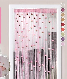 abordables -rideau de porte en fil de rose, rideau de porte en fil de rose 39x79 pouces, cadre de porte d'intimité, rideau de porte en fil de rose à pompon pour décoration de maison, portes et fenêtres,