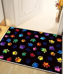 preiswerte -Katzenfußabdruck Regenbogen Fußmatte Küchenmatte Bodenmatte rutschfester Bereich Teppich Ölfester Teppich Indoor Outdoor Matte Schlafzimmer Dekor Badezimmermatte Eingangsteppich