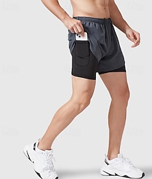 abordables -Hombre Pantalones Cortos Running Shorts de gimnasio Bolsillo 2 en 1 Bermudas Exterior Deporte Deportivo Secado rápido Ligero Suave Maratón Corriendo Rutina de ejercicio A Medida Ropa de deporte Ropa
