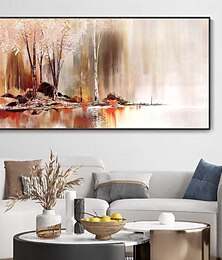 billiga -handgjord oljemålning canvas väggkonst dekoration modern abstrakt skog sjö reflektion landskap för vardagsrum heminredning rullad ramlös osträckt målning