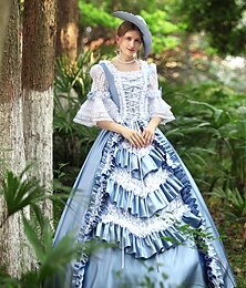cheap -Victorian Vintage Inspired Medieval Dress Party Costume Prom Dress Princess Shakespeare Women's Ball Gown Square Neck Halloween Party Evening Party Stage Dress