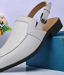 economico -Per uomo Sandali Scarpe romane Cuoio Traspirante Comodo Antiscivolo Fibbia Nero Bianco