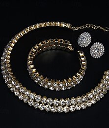 abordables -Los sistemas nupciales de la joyería 3 Diamante Sintético 1 Collar 1 Brazalete Pendientes Mujer Elegante Dulce Encantador Clásico Amor Precioso Conjunto de joyas Para Boda Regalo