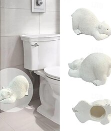 abordables -Tapones para pernos de inodoro de oso blanco decorativos & Juego de cubiertas de pernos lindos de resina duradera