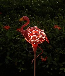 billiga -metall flamingo solar stake lampor trädgård utomhus dekoration gräsmatta bakgård trädgård stig rosa flamingo stake med led lampor