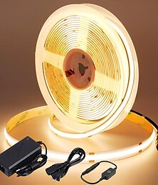 abordables -10 m LED bande lumineuse cob ensembles 3200 LED, cob 8 mm blanc chaud blanc froid netual blanc LED bande lumineuse vacances connectable auto-adhésif avec ensemble d'alimentation 110 V 220-240 V 24 V