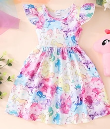 זול -בנות מצוירות בגדי קיץ נסיכת שמלות שרוול מעופף שמלת ילדים מסיבת שמלות תינוק בגדי ילדים