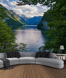 voordelige -bergrivier natuur landschap hangend tapijt kunst aan de muur groot tapijt muurschildering decor foto achtergrond deken gordijn thuis slaapkamer woonkamer decoratie