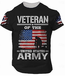 זול -ותיקי צבא ארצות הברית חולצת טריקו לגברים אות אות דגל ארה"ב חייל ביגוד עם צווארון ביגוד הדפס תלת מימד רחוב יומי מעצב אופנה שרוולים קצרים בסגנון צבאי שחור s-3xl