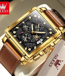 Недорогие -OLEVS Мужские Кварцевые Часы Креативные Спортивные Модные Люминисцентные Календарь Хронограф Водонепроницаемые Кожаные Часы