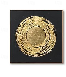 abordables -peint à la main moderne toile cercle feuille d'or motif abstrait nordique abstrait mur art décor à la maison module salon nordique décor à la maison peinture décor à la maison cadre tendu prêt à